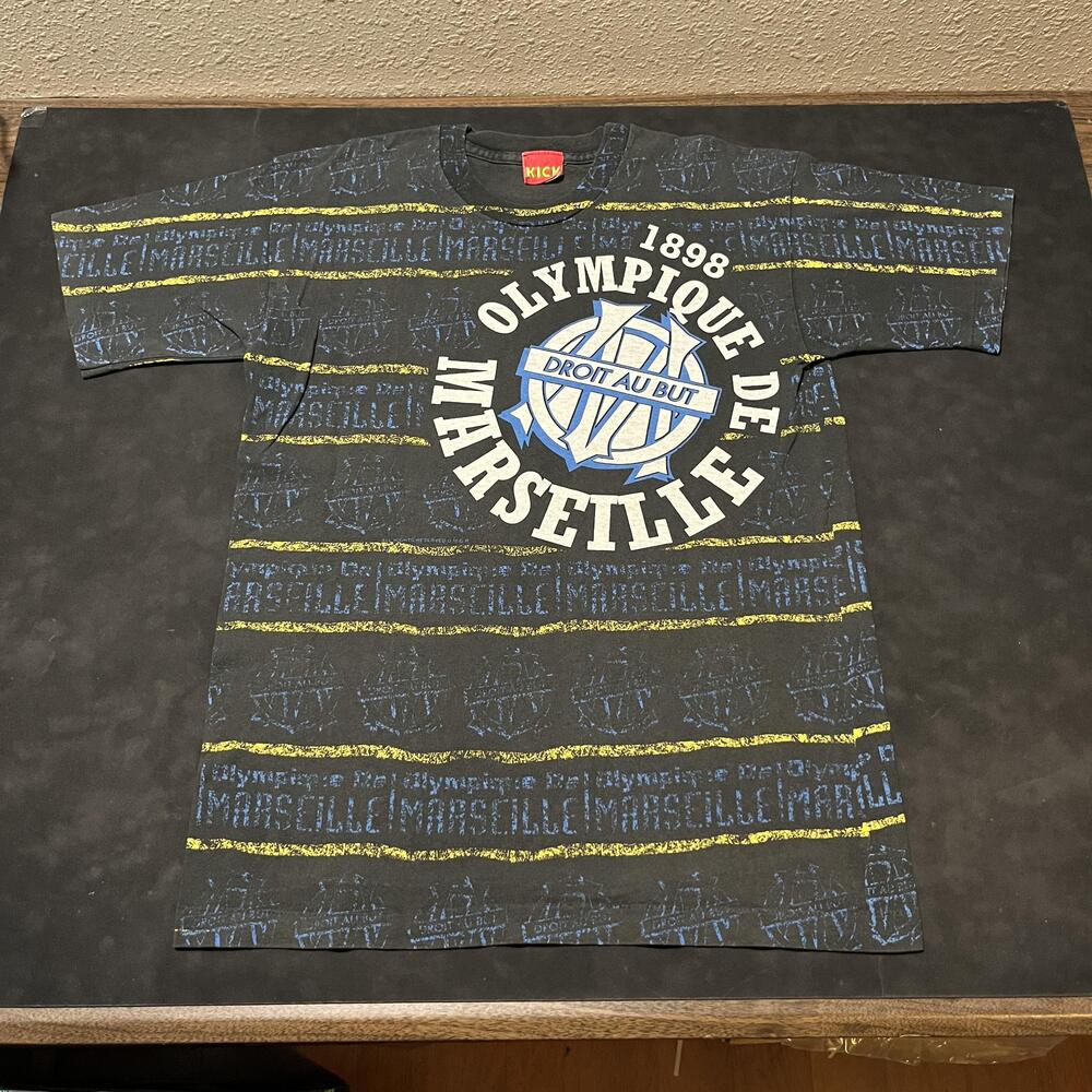 Vintage Olympique Marseille Jersey Shirt World Cup All Over Print Soccer Kick